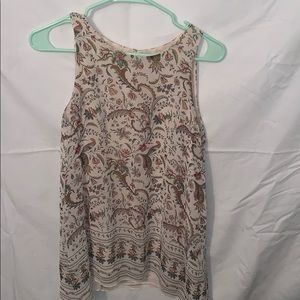 Patterned tan floral blouse